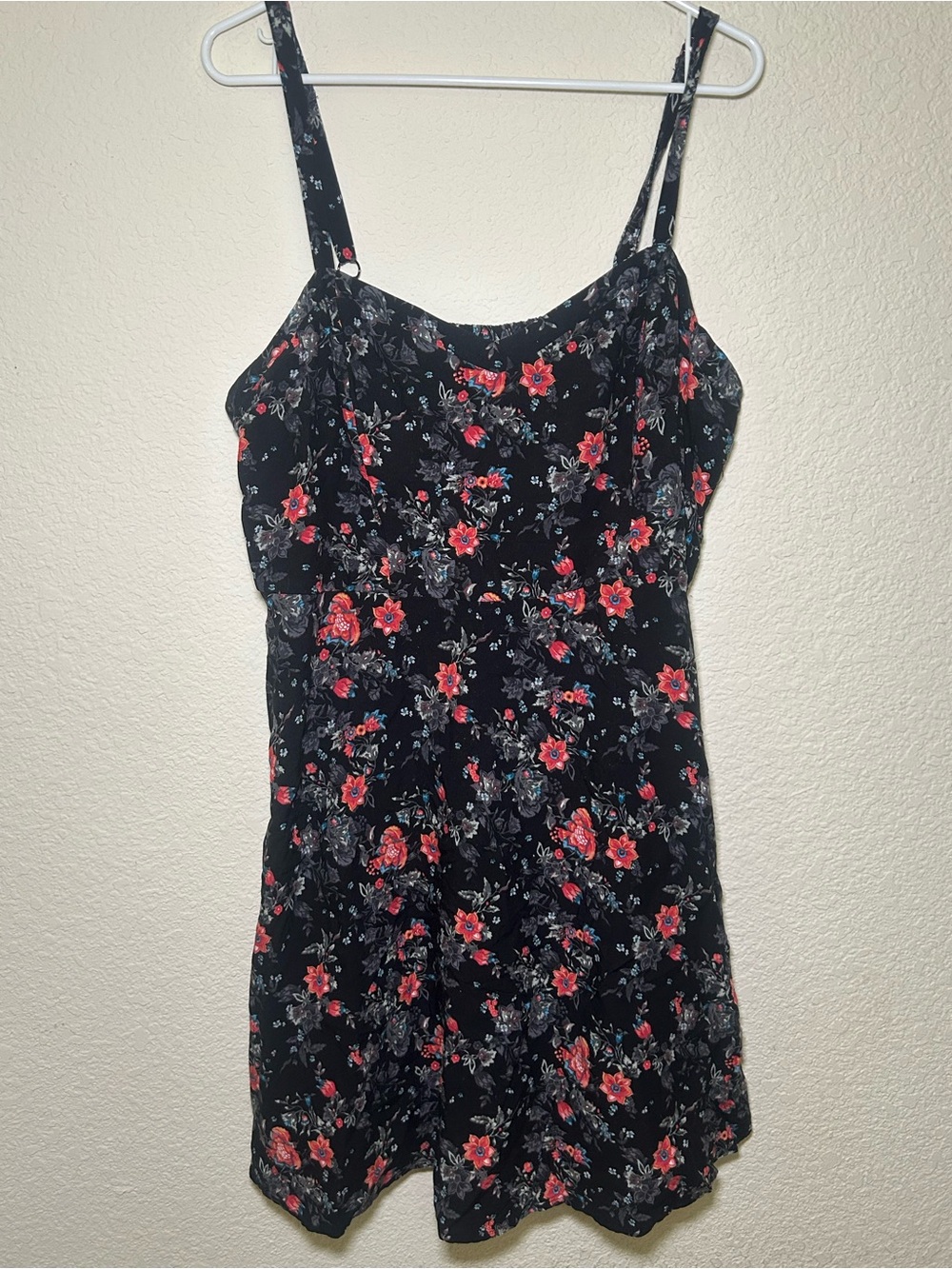 Torrid Black Floral Dress Midi Cami Tank Red Blue Accents Summer Fall Casual 2X - Picture 3 of 7